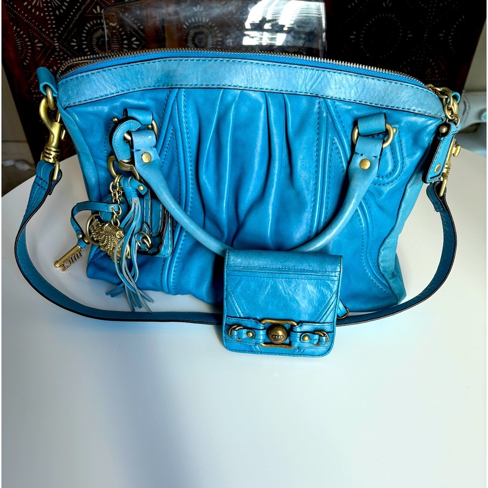 Y2K Juicy Couture blue leather purse set